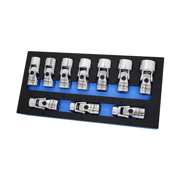 Flex Sockt Set, 6 pt., Metric, 10 pcs, 3/8"